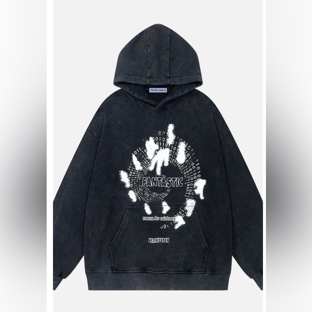 New AELFRIC EDEN Abstract Shadow
Printed Hoodie Black Fantastic' Graphic XS